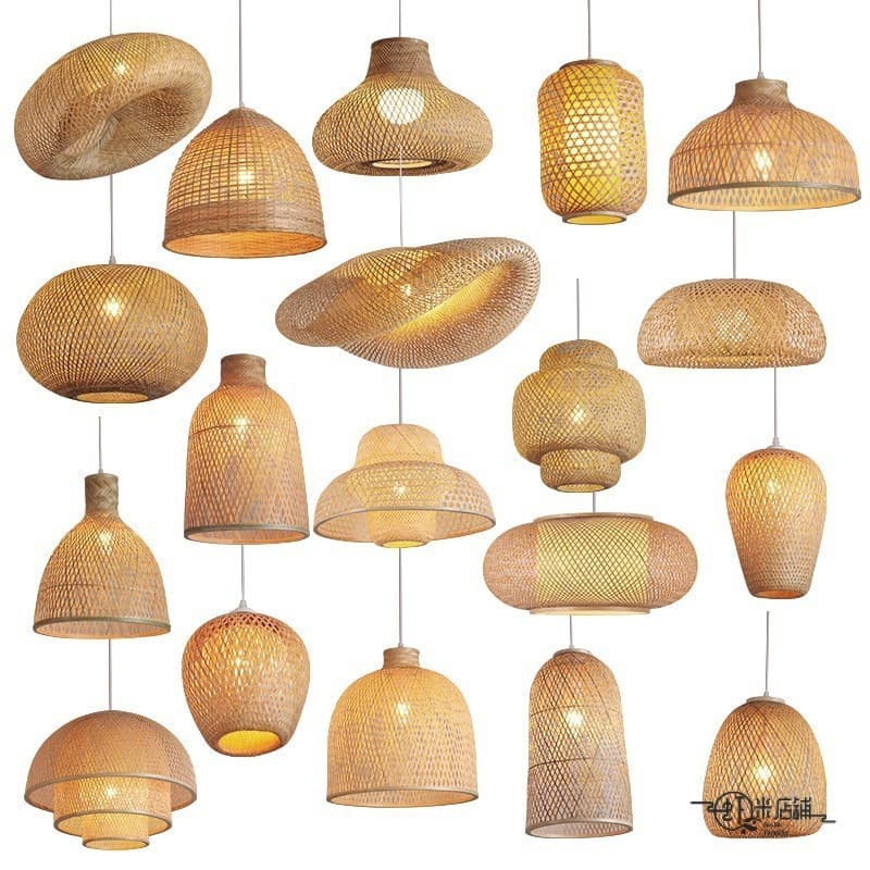 Lanterna de Bambu Estilo Chinês Lâmpada Pendente de Rattan Lustres Feitos à Mão Iluminação E27 Luzes Suspensas IQFM XUZI