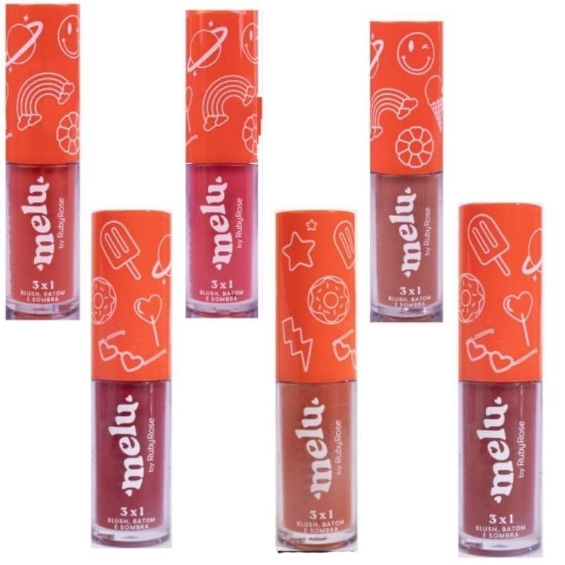 Blush Batom E Sombra 3 Em 1 Melu Ruby Rose