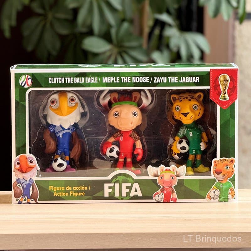 Figurinha do mascote da Copa do Mundo 2026 EUA-Canadá-México, boneco com tema de futebol, decoração em estilo cartoon, s