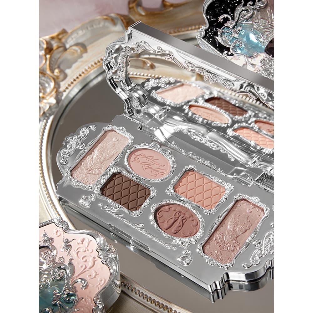 [Estoque pronto] Flower Knows Eyeshadow Swan Ballet/Morango Rococo/Chocolate Shop Paleta de sombras de oito cores