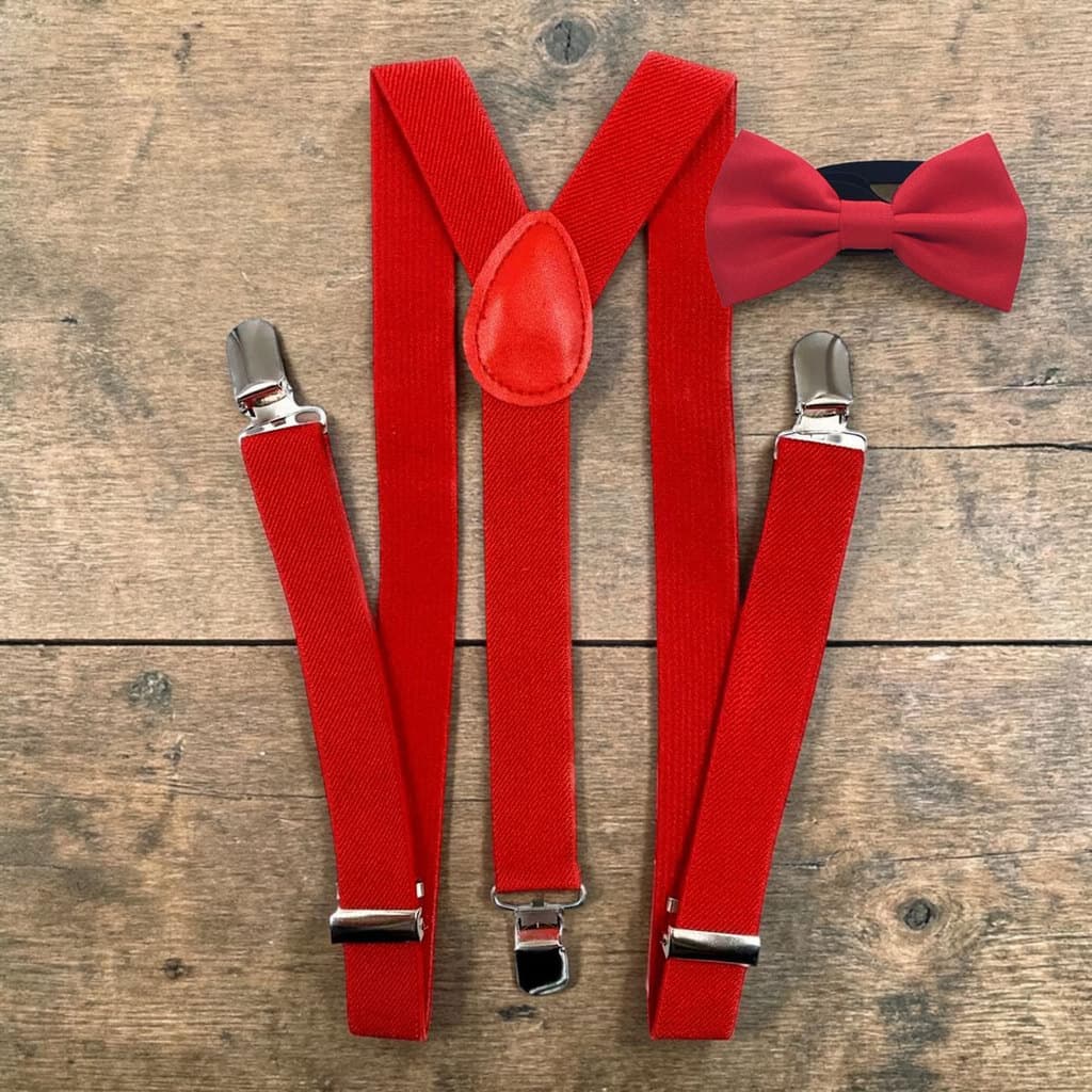 Kit Suspensório + Gravata Borboleta Vermelha