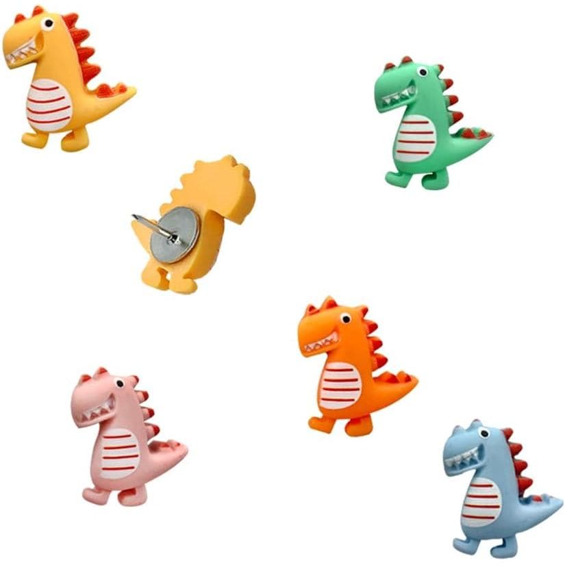 30 peças de alfinetes decorativos de dinossauro fofo, alfinetes de pressão para fotos, anúncios, notas e desenhos, ferra