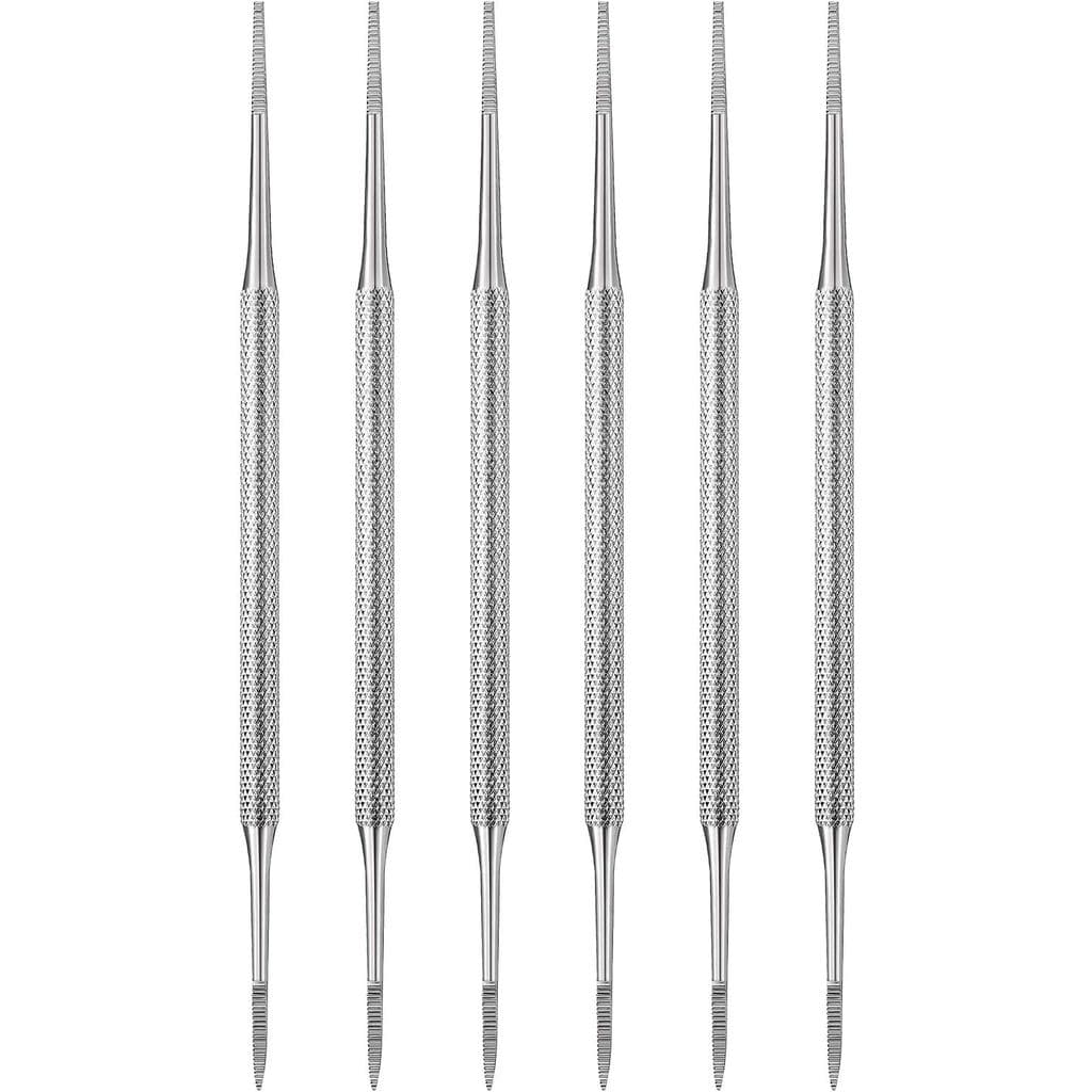 Mudder 6 Pack Ingrown Toenail Files Double Sided Toenail Lifters One Side Flat and One Side Curved Stainless Steel Manic