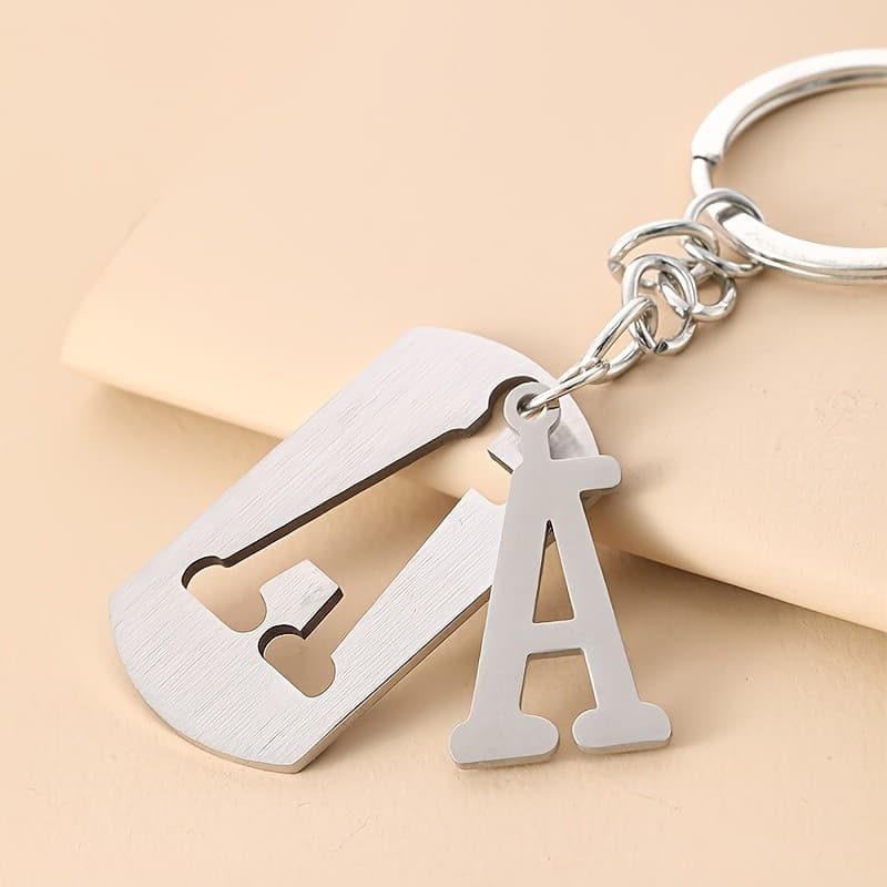 Chaveiro exclusivo de primeira carta, design de etiqueta retangular simples, casal
