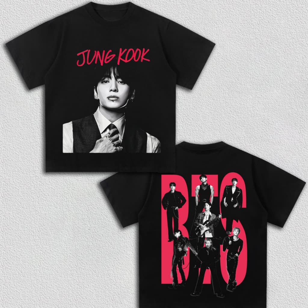 Camiseta Feminina Masculina Estampa BTS Seven Jungkook Kpop Turnê Mundial Arirang 2026 Army Streetwear Novo