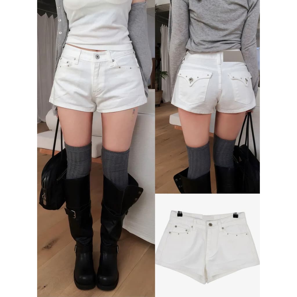 [Respiros de bolso] fundo acolchoado estilo menina quente vem com almofada na virilha Shorts jeans feminino verão estilo
