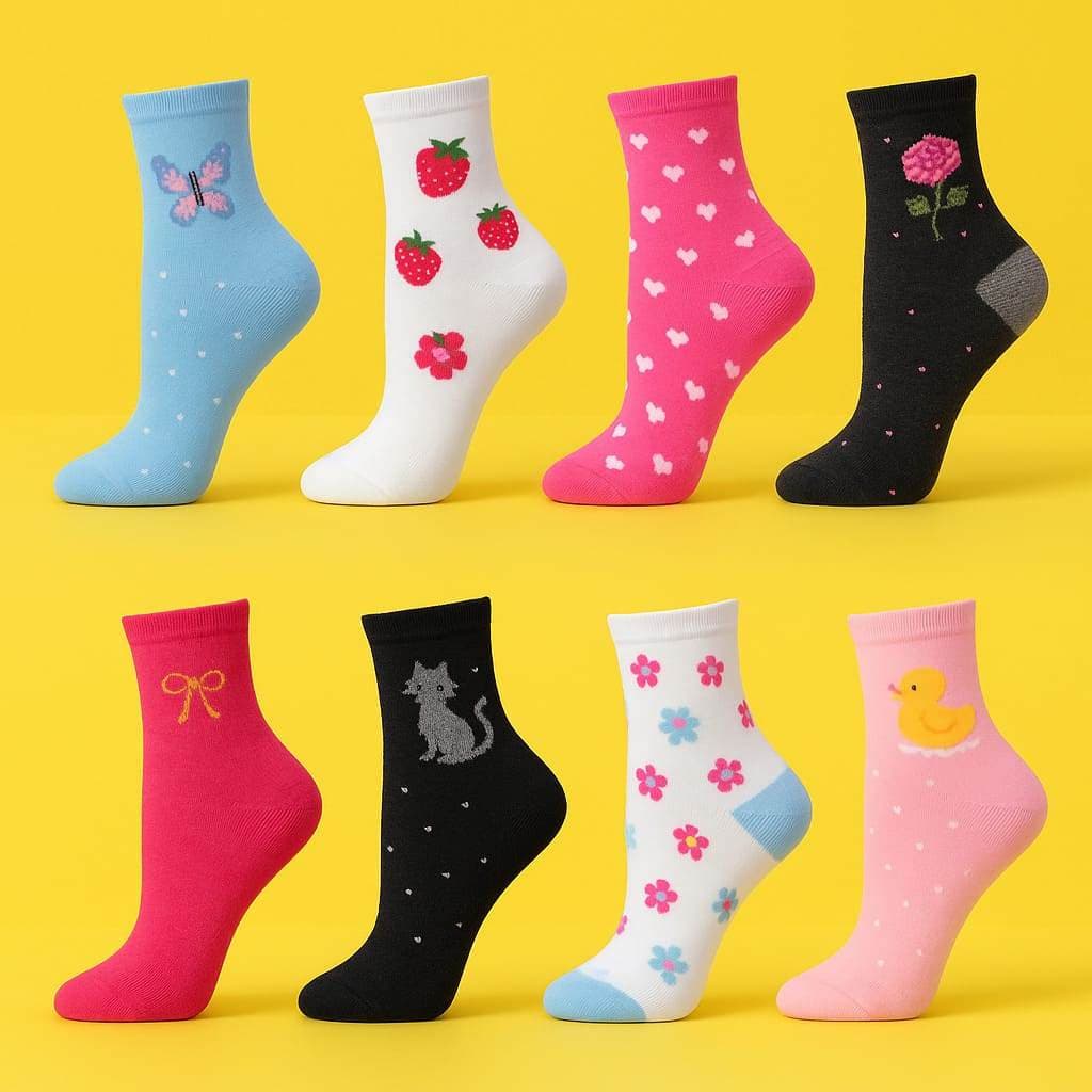 Meia Feminina Cano Médio Adulto Kit Com 12 Pares Conforto Estilo e Cores Sortidas