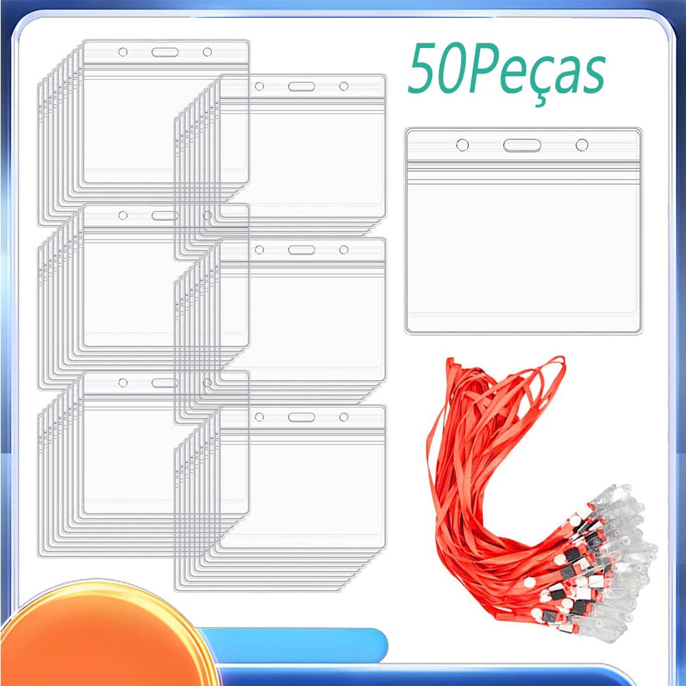 50 porta-cartões transparentes para crachás porta-crachás impermeável