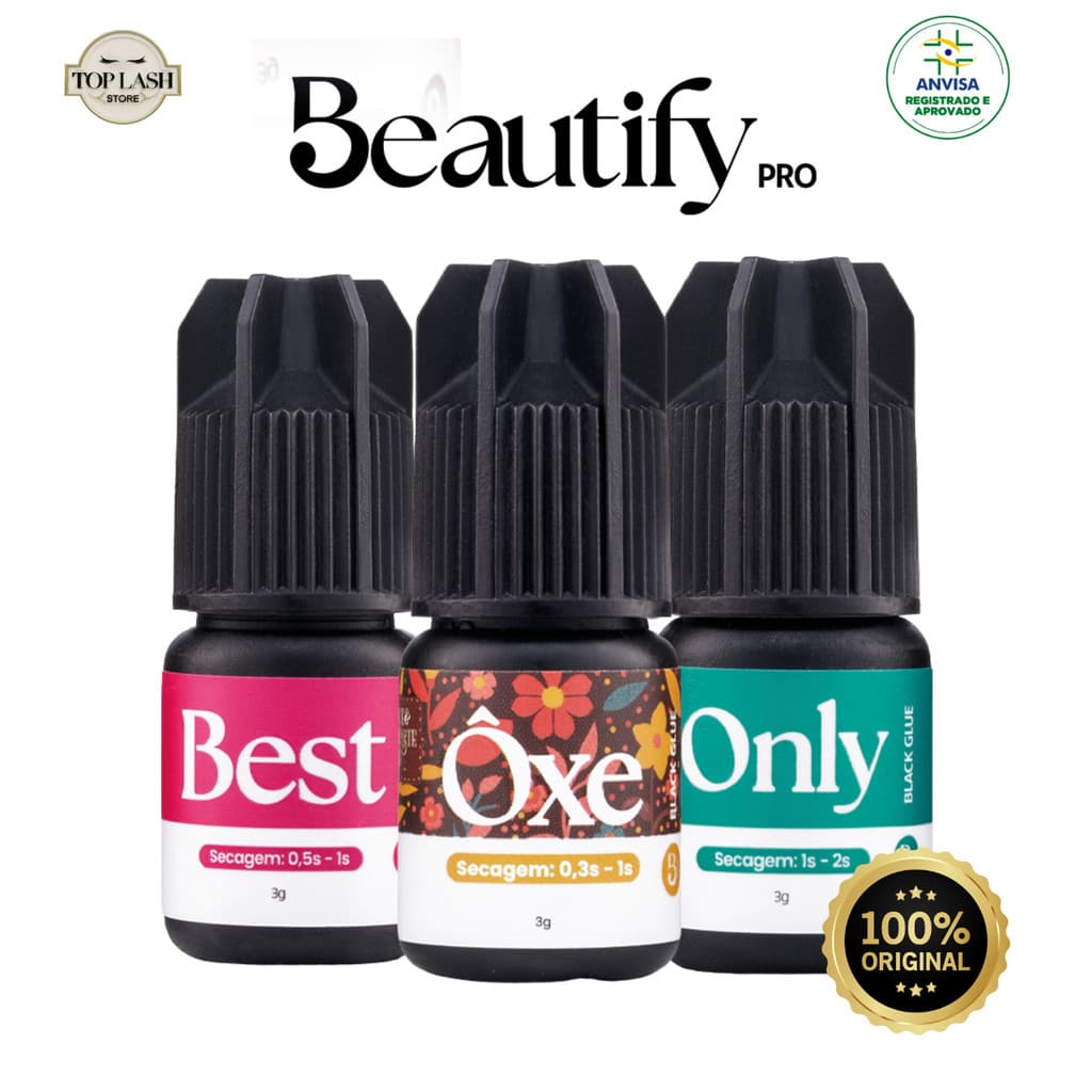 Cola Beautify Pro Oxe Best Only 3g Extensão De Cílios Original Anvisa Alta Retenção
