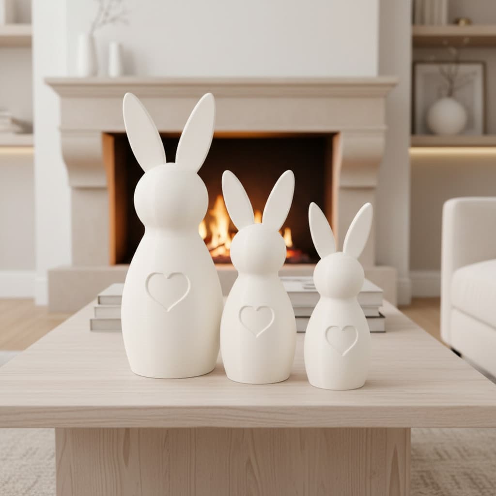 3 Enfeites Coelhos Decorativos Páscoa Minimalista Moderno Enfeite Mesa Posta Sala Aparador Estante