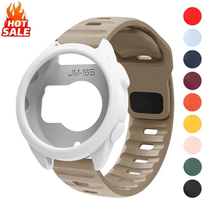 Pulseira Esportiva De Silicone + Capa Compatível Com Garmin Forerunner 165 Macia Oca Protetora Para Homens E Mulheres