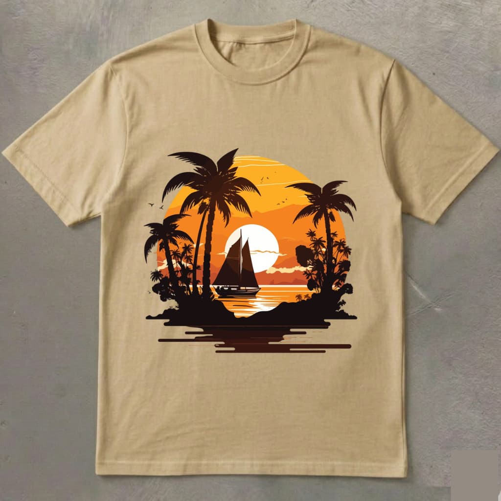 Camiseta Tropical  Praia Mar Sol Coqueiro Ferias Passeio Viajens  Regular  e Plus size