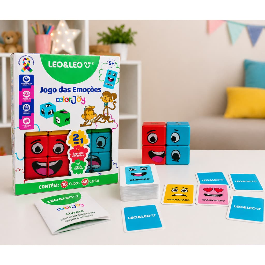 Brinquedo Educativo Jogo das Emoções Color Joy 16 Cubos