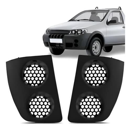 Par Moldura Grade Tela Parachoque Strada Palio Wekeend 04/12 Preto Ambos Os Lados