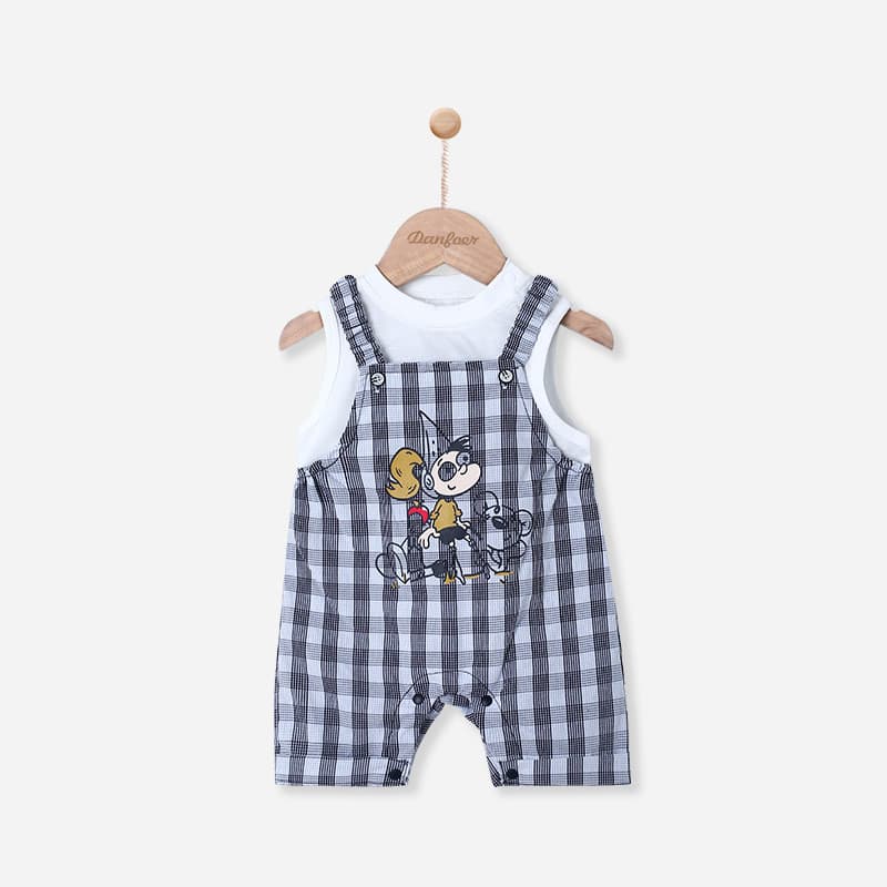 Terno para meninos roupas de verão 2024 novo estilo moda colete de bebê verão macacão infantil terno de duas peças xadre