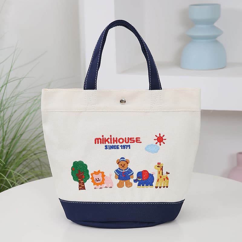 Estilo bordado mamãe saco dos desenhos animados zoológico senhoras bolsa de armazenamento de grande capacidade simples b