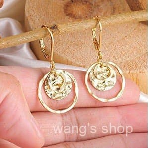 Novos brincos populares com fecho de disco, brincos pendentes de argola em ouro e prata, brincos pendentes hipoalergênic