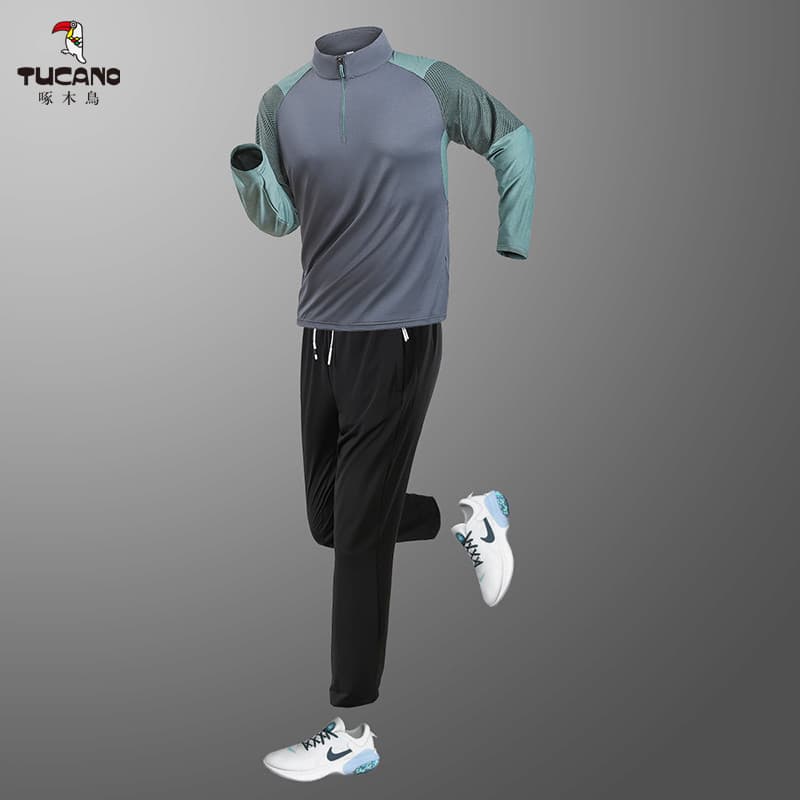 Woodpecker masculino Casual fino de secagem rápida calças de manga comprida terno esportivo elástico respirável transpir