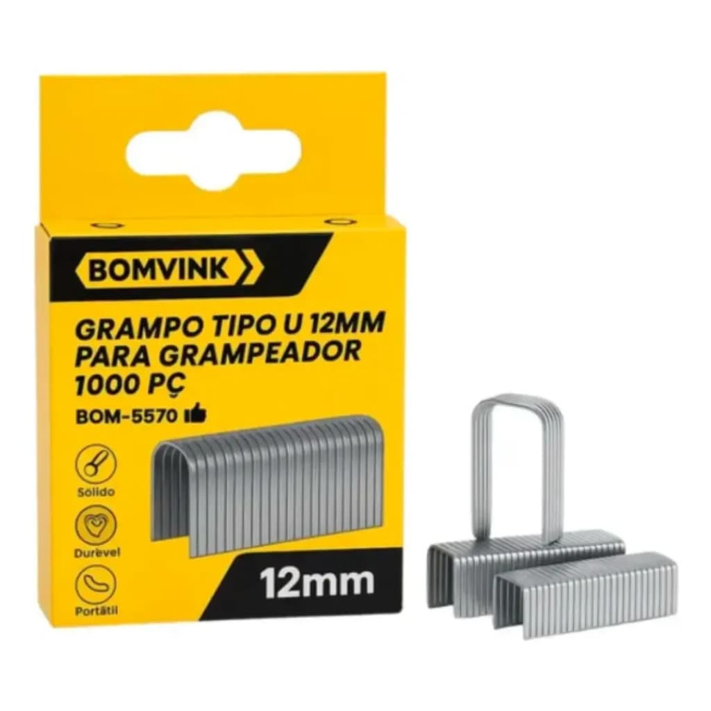 kit 1000 peças Grampo tipo U 12mm grampeador tubos cabo aço