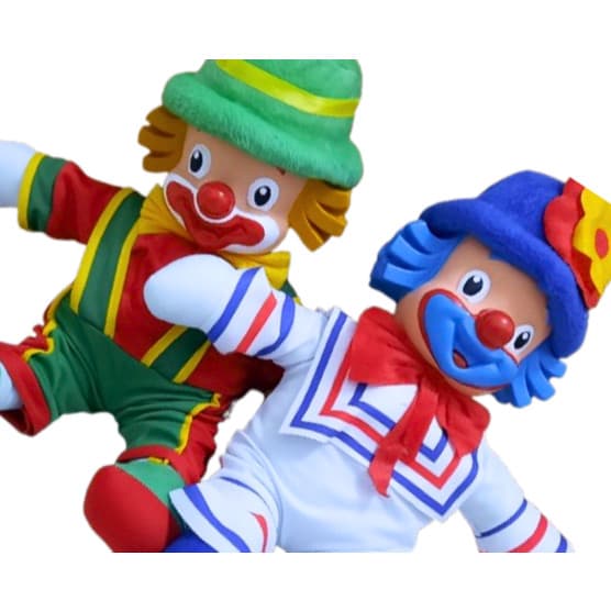 Kit 2 Bonecos Palhaço de Pelúcia 45cm Grande Colorido Decoração Infantil Presente Festa