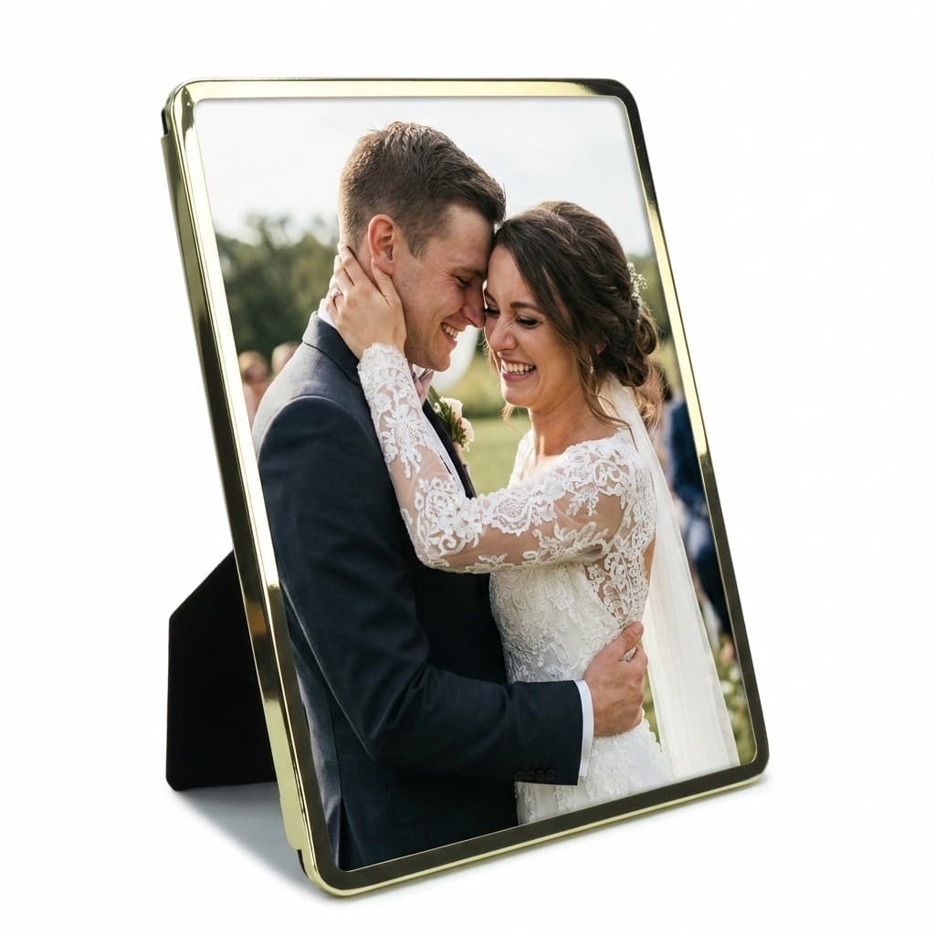 Porta Retrato 15X20 Dourado Metal Borda Suave - Moldura Fina