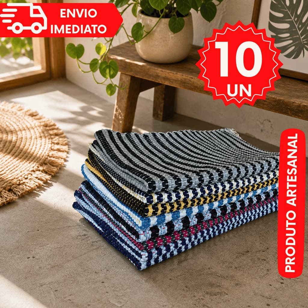 Conjunto Tapete Porta Cozinha Zebrinha Sala Artesanal Entrada Algodão Capacho Tear Mineiro Premium