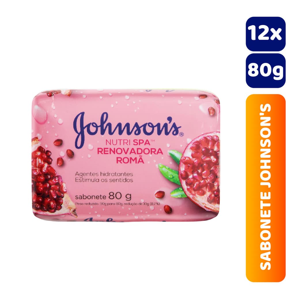 Kit C/12 Unidades Sabonete em Barra Johnson's 80g Renovadora Romã