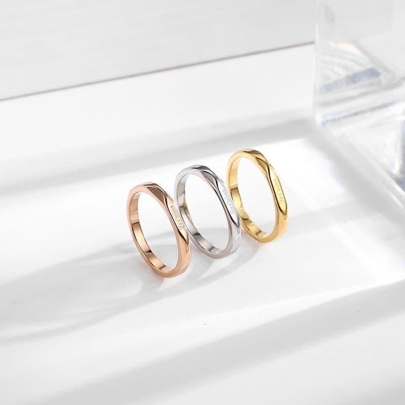 Anel De Aço De Titânio Com Corte Minimalista " Je t'aime " Para Mulheres Nicho Design De Luxo Anéis De Casal Versáteis J