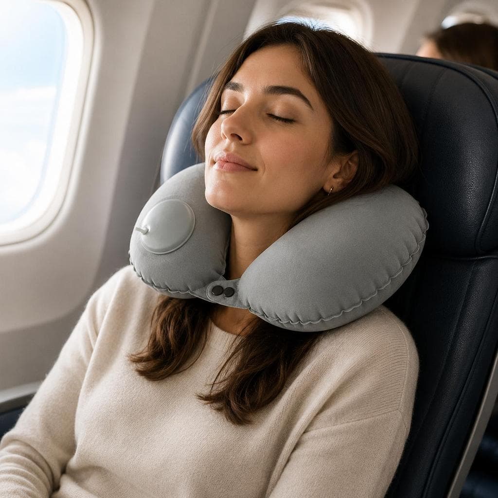 Almofada de Pescoço Inflável – Conforto para Viagem