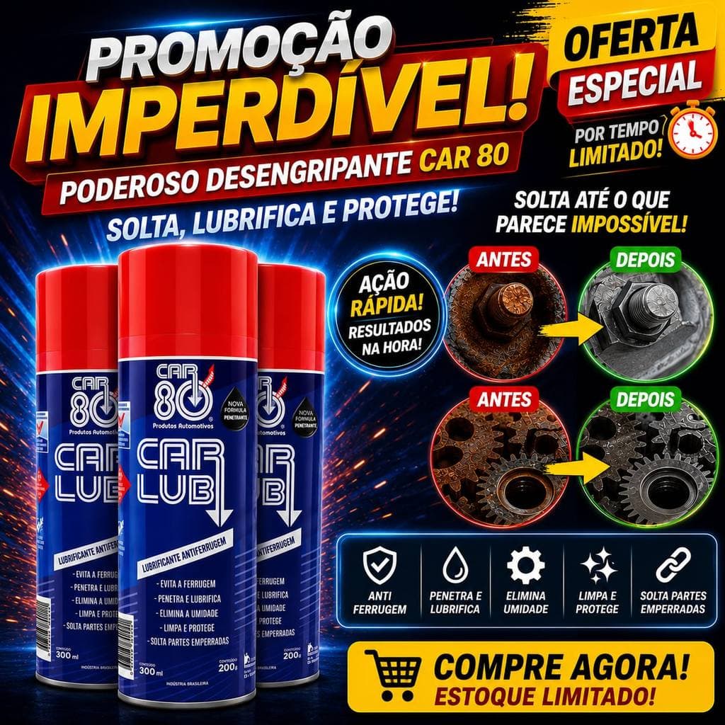 Kit 5 Carlub CAR80  Desengripante  Antiferrugem Lubrificante Multiuso 300ml