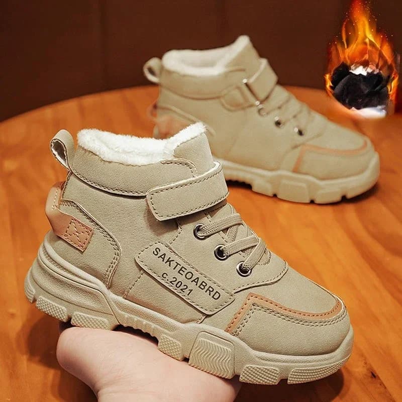 Botas de Inverno para Crianças, Botas de Neve Quentes e Espessas com Forro de Cashmere para Meninos, Botas Antiderrapant