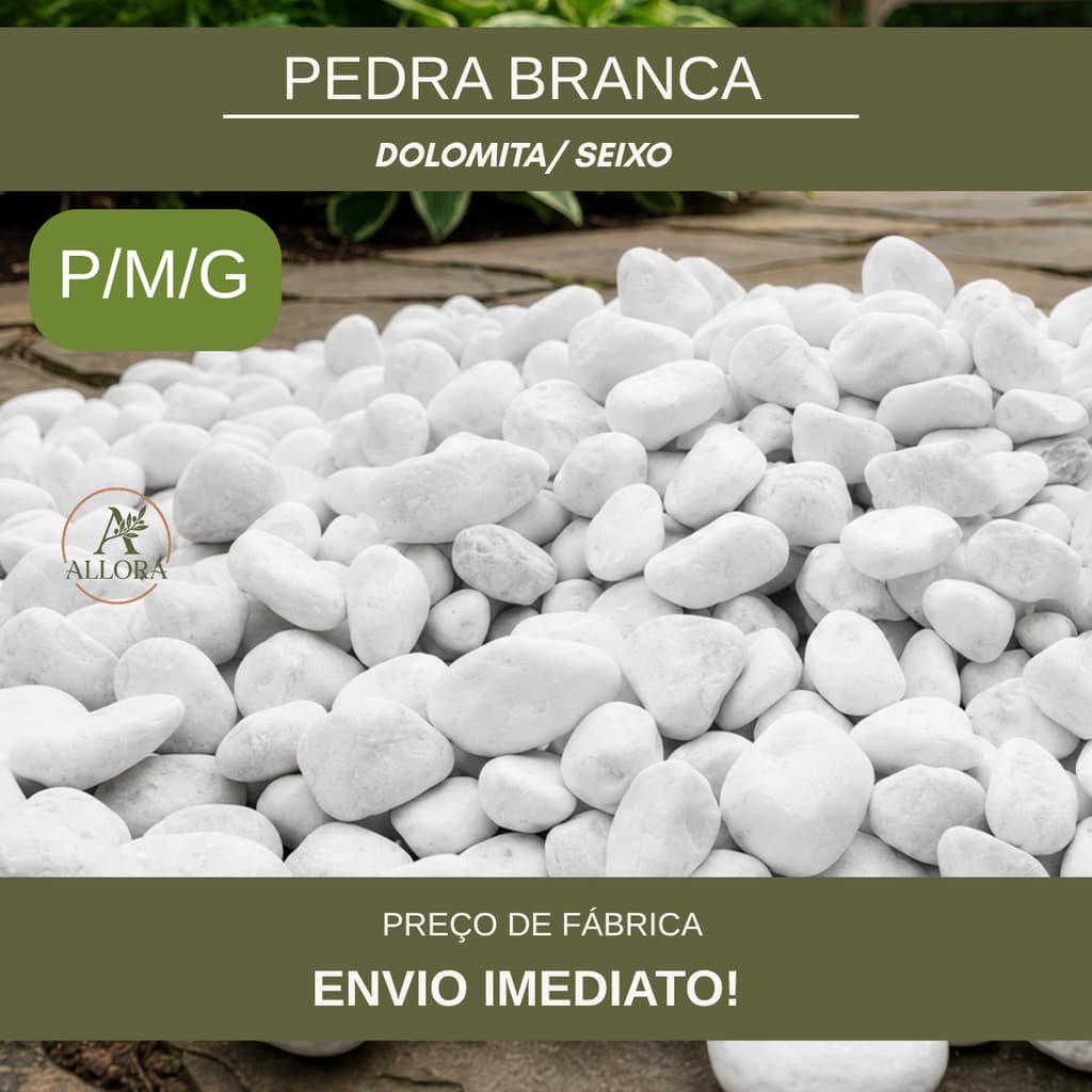 Pedra Seixo Branco Decoração Jardinagem Linha Premium Somos Fabricantes