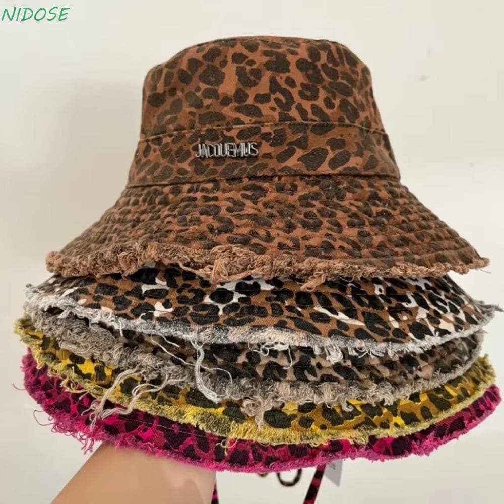 Chapéu Balde NIDOSE , Boné Feminino Com Letras De Metal Estampa De Leopardo , De Guarda-Sol De Verão Aba Grande E Borda