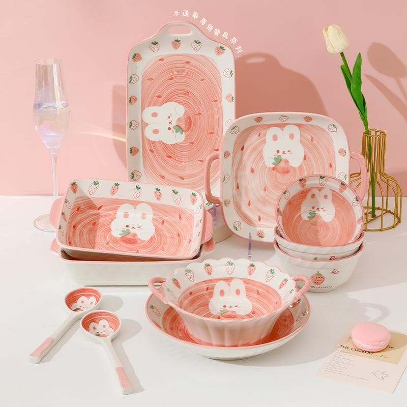 Fresco bonito diversão ins estilo Underglaze cor cerâmica conjunto de talheres prato doméstico tigela das crianças salad