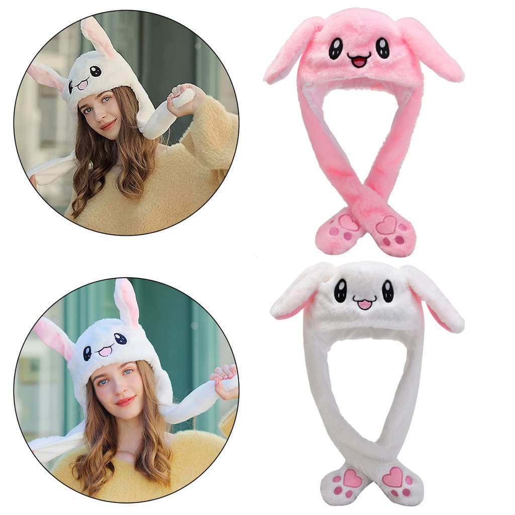 Chapéu Feminino De Coelho Brilhante , Gorro De Pelúcia Com Orelhas Em Movimento Protetores De Orelha , Móveis , Meninos