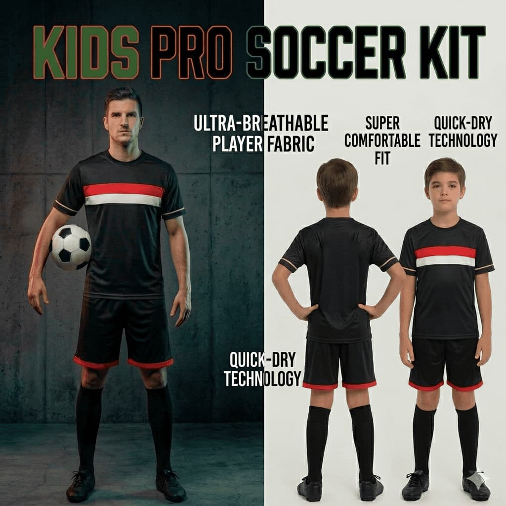 LIQUIDAÇAO Oferta Conjunto Infantil Preto com Listras Terceira Camisa  Futebol 2026