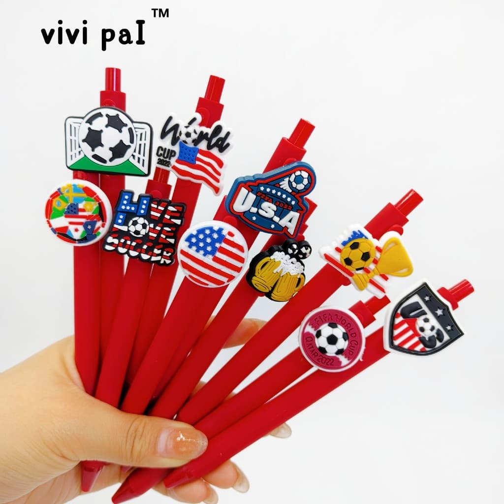 Novo estilo de futebol forma caneta esferográfica série bola vermelha caneta esferográfica amor futebol presente caneta