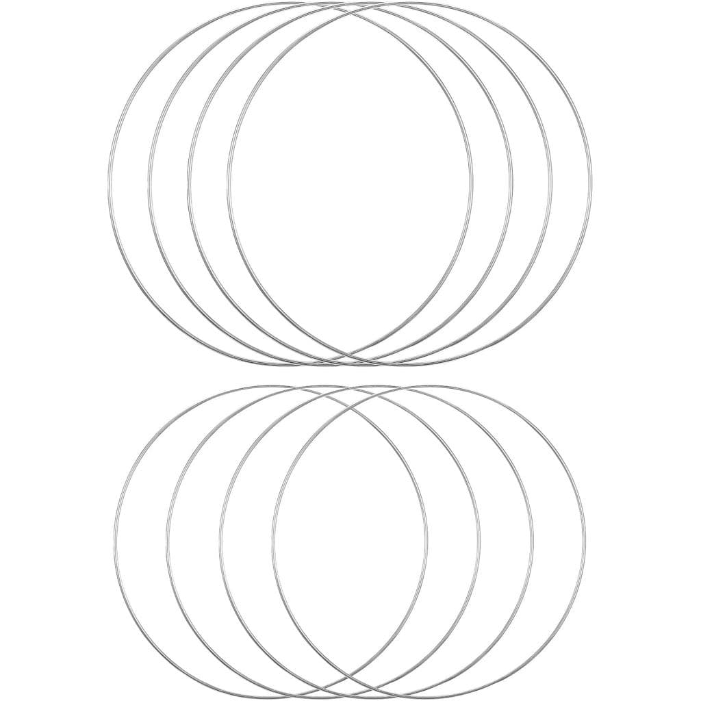 Conjunto de 8 Anéis de Metal para Artesanato, Aros Prateados de 10 e 12 Polegadas, Anéis para Macramê Floral, Suprimento