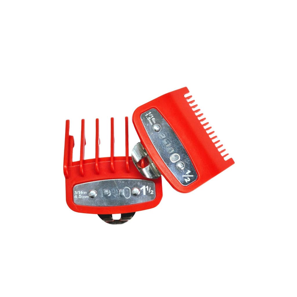 Pente Kit 2 Peças Profissional Acessorios Barbearia barbear Metal Vermelho