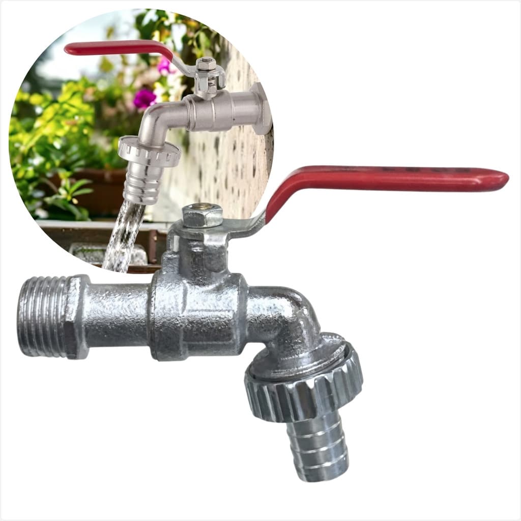 Torneira para Tanque e Jardim Esfera Metálica 1/2 Polegada Acabamento Brilhante