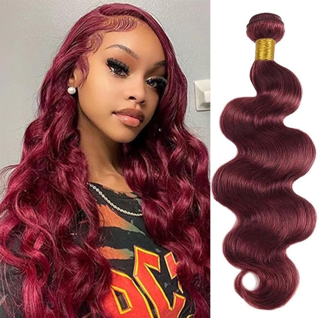 Pacotes de Cabelo Humano Ondulado Borgonha 99J, Pacotes de Cabelo Humano 12 12 12 Polegadas, Cabelo Virgem Brasileiro Nã