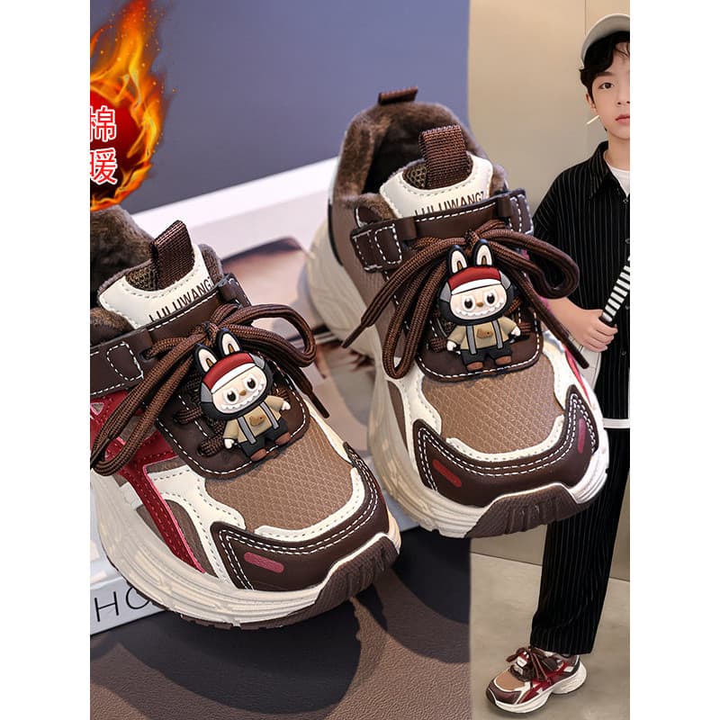 Meninas sapatos 2025 outono inverno novo estilo crianças esportes dois sapatos de algodão meninas correndo grandes crian