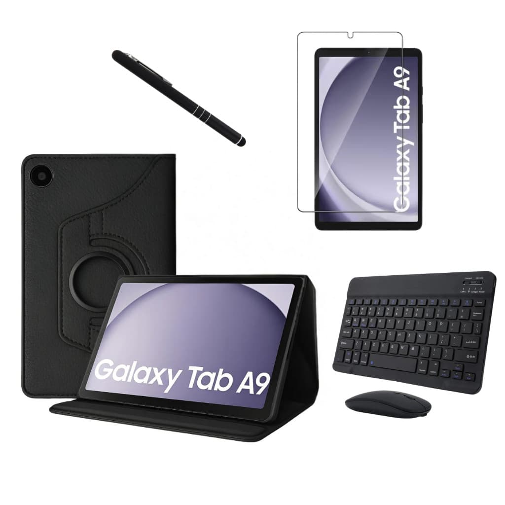 Kit Completo Capa Giratória Teclado Mouse Película Caneta Para Galaxy Tab A9 8.7 X110/X115/X116B