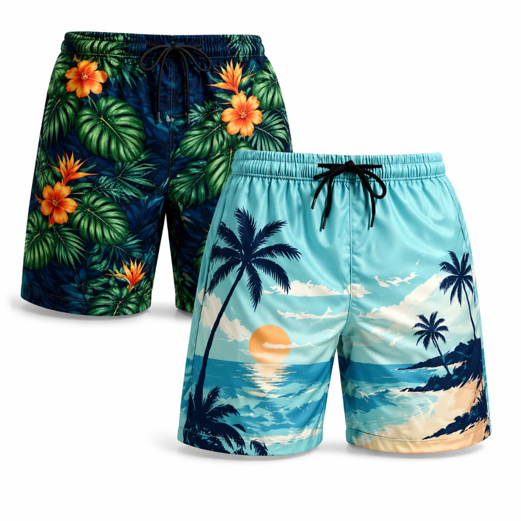 Kit 2 Short Masculino Estampado Leve Secagem Rápida Confortável Moda Verão Não Desbota Alta Qualidade