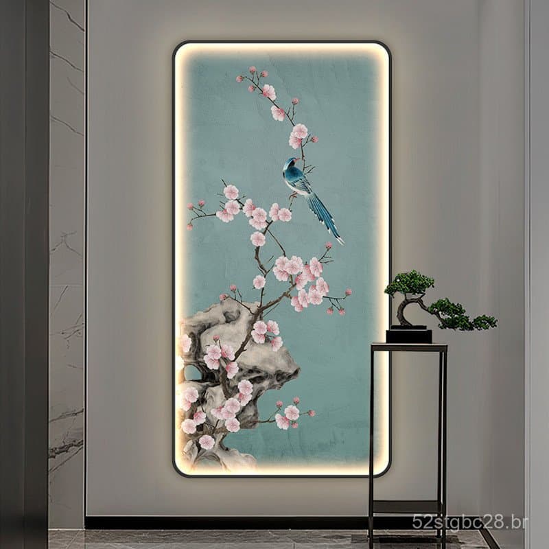 Pintura decorativa de entrada "Alegria nas Sobrancelhas", nova pintura de parede em estilo chinês para corredores e entr