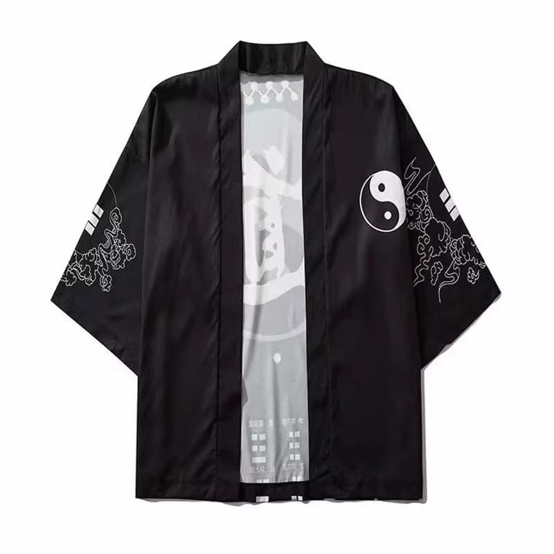 Verão fino manga de três quartos Cardigan jaqueta na moda Robe estilo chinês protetor solar masculino capa de manga curt