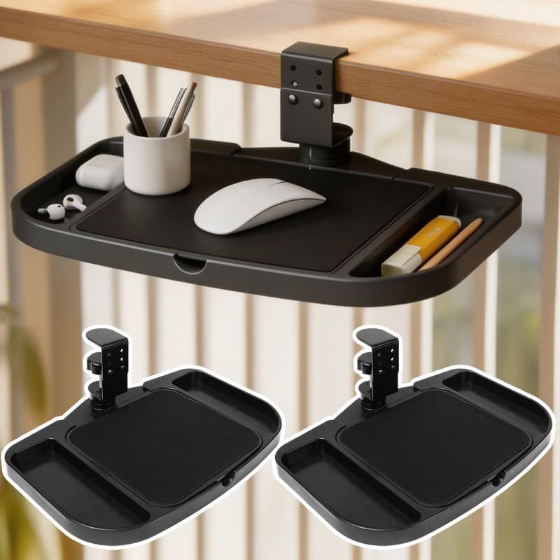 Suporte Para Mouse Pad Com Clipe De Mesa E 360 ° Caixa De Armazenamento De Rotação 2 Em 1 , Altura Ajustável , Sem Insta