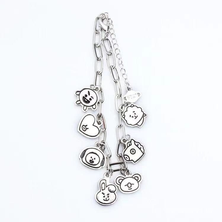 Mercadoria de Estrela de Desenho Animado BTS Pulseira de Aço Inoxidável Não Desbotada Pulseira de Aço de Titânio Animal
