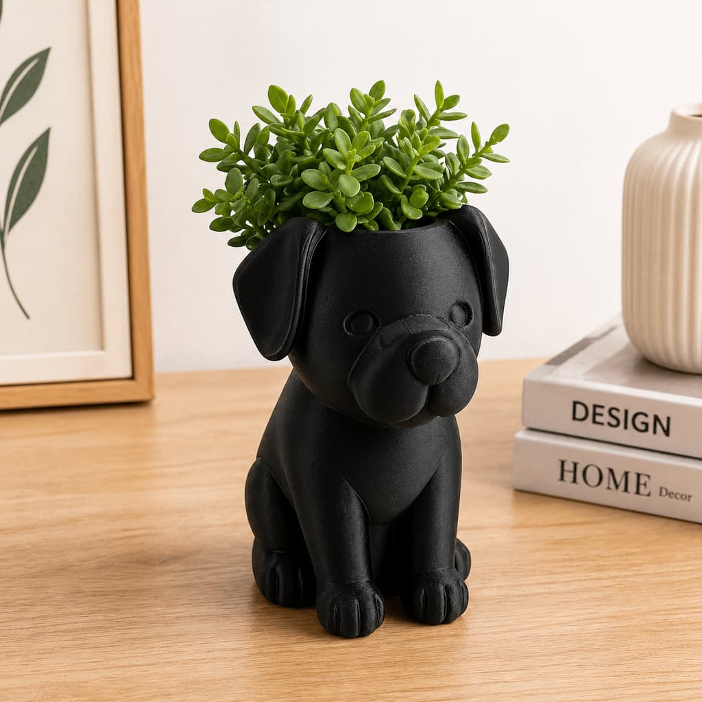 Vaso Decorativo Doguinho em PLA 3D – Porta Planta Suculenta ou Organizador Criativo 15cm