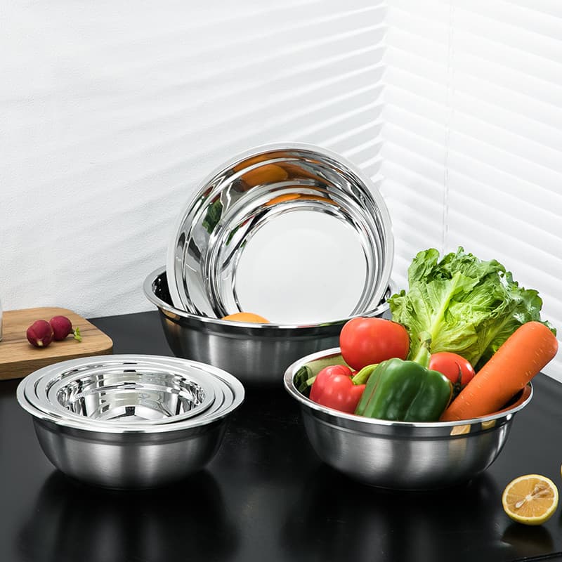 Bacia de aço inoxidável espessada grande pequena bacia redonda tigela de sopa doméstica cozinha cantina ovos e macarrão